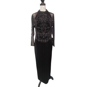 Vintage Velvety Paisley Black Maxi Size 14 P Whimsygoth Witchy Y2K Halloween